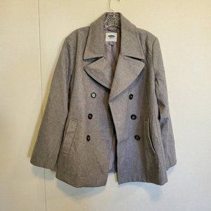 Women's Old Navy Gray Pea coat.‎ Size Large. Woold Blend. Peacoat.
